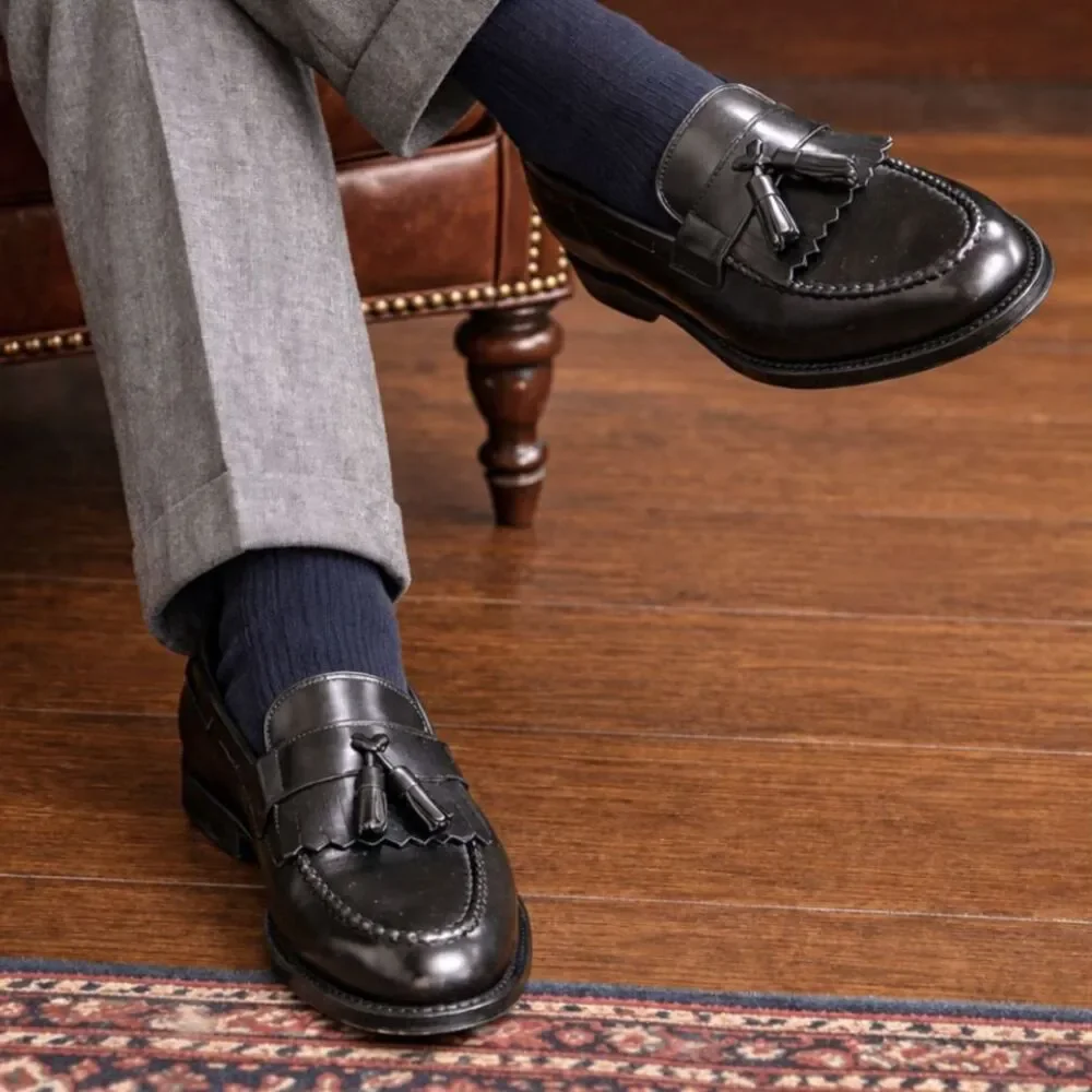 Allen Edmonds Black Newport Tassle Slip On Loafers Shoes  Mens Size 10